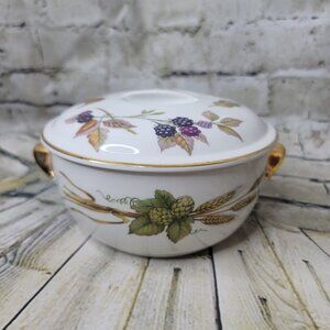 Royal Worcester Evesham England Gold 6.5" Covered Vegetable Bowl Serving Dish